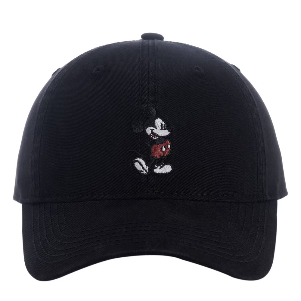 Disney Adult Mickey Mouse Embroidered Cotton Adjustable Cap in Black